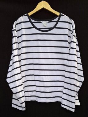 Athleta Striped Long Sleeve Shirt | 3XL | Black & White